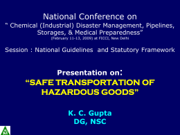 Conference on “ Chemical (Industrial) Disaster Management