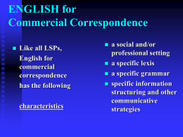 ENGLISH for Commercial Correspondence