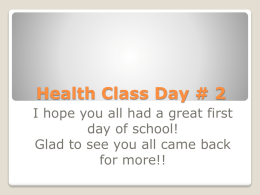 Health Class Day # 2 - Bellefonte Area School District