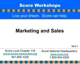 SCORE Marketing/Sales Workshop