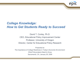 College Knowledge: How to Get Students Ready to Succeed