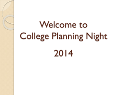 College Planning Night - Westwood (MA) Public Schools
