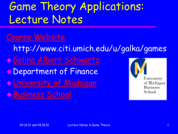 Game Theory Applications