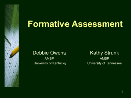 Formative Assessment - Mathematical sciences