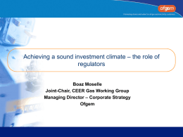 Achieving a sound investment climate – the role of regulators