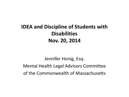 IDEA and Discipline of Students with Disabilities Feb. 13