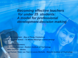 Becoming effective teachers for under 25 students: A model