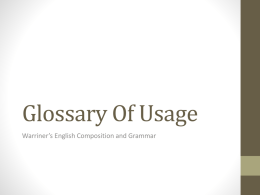 Glossary Of Usage - Kentucky Department of Education