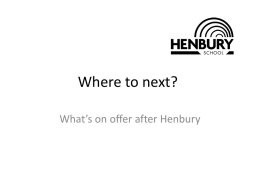 Where to next? - Henbury School