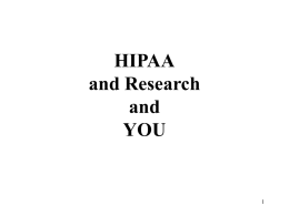 HIPAA & RESEARCH - University of Vermont