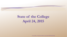 State of the College - Western Carolina University