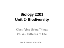 Biology 2201 Unit 2