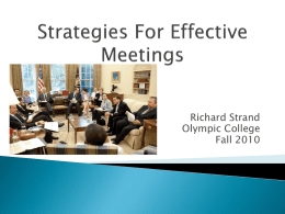 Strategies For Effective Meetings