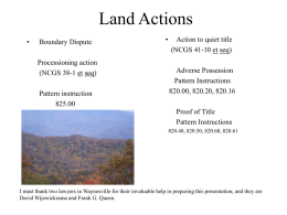 Land actions - University of North Carolina at Chapel Hill