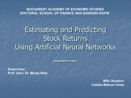 Estimating and Predicting Stock Returns Using Artificial