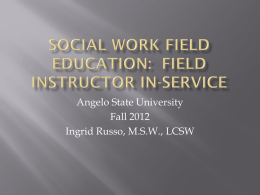 Social Work Field Educaiton: Internship Supervisor In