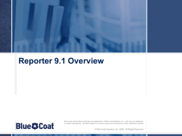 Reporter 9.1 Overview - Westcon Security Italy