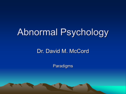 Abnormal Psychology - PAWS - Western Carolina University
