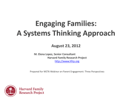 Reaching Families: A Systems Thinking Challenge August 23