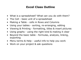 Excel Class Outline