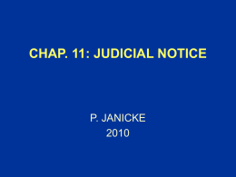 CHAP. 10: JUDICIAL NOTICE