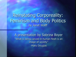Reinstating Corporeality: Feminism and Body Politics by