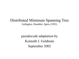 Distributed Minimum Spanning Tree Gallagher, Humblet