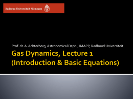 Gas Dynamics, Lecture 1 (Introduction & Basic Equations)