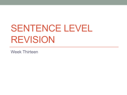 Sentence level revision - Texas Tech English 1301
