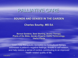 PALLIATIVE CARE - Therapeutic Recreation Resources for