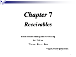 Receivables - Rohan Chambers' Home Page