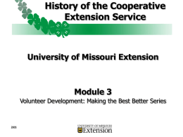 The History of the Cooperative Extension Service