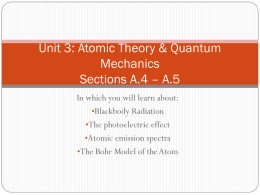 Unit 3: Atomic Theory & Quantum Mechanics Section A.3