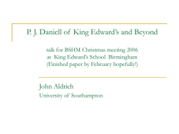 P. J. Daniell of King Edward's and Beyond