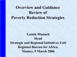 Overview and Guidance for Review of Poverty Reduction