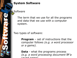 Software Computer Systems Standard Grade Computing Studies