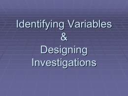 Identifying Variables - Boone County Schools