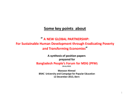 Civil Society Consultation on Post MDG: the Education Agenda