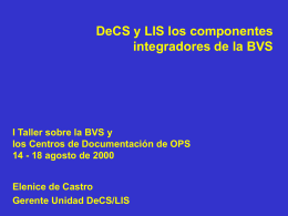 DeCS y LIS - Fuentes integradoras de la BVS