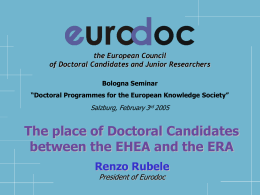 The place of Doctoral Candidates between the EHEA and the ERA