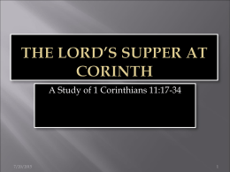 The Lord’s Supper at Corinth