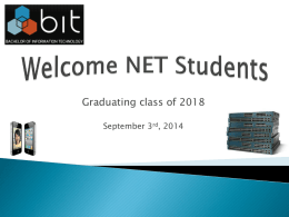 Welcome NET Students - Carleton School of Information
