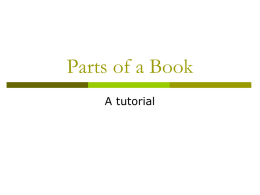 Parts of a Book - Welcome to Keiser University