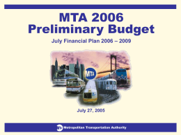MTA | Preliminary 2005 Budget and Financial Plan