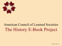 American Council of Learned Societies The History E