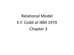 Relational Model (E.F. Codd) Ch. 7.1-7.2