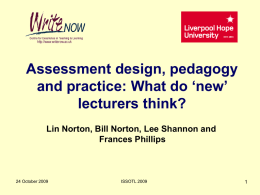 Contextualising Assessment: the lecturers’perspective
