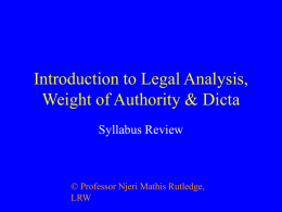 Introduction to Legal Analysis & Statutes