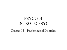 Chapter 14-Psychological Disorders