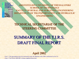 Summary of the TIRS Draft Final Report